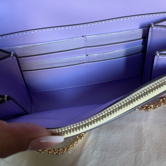 NWT tory burch Emerson dip dye chain crossbody wallet sweet corn lavender - Picture 9 of 15